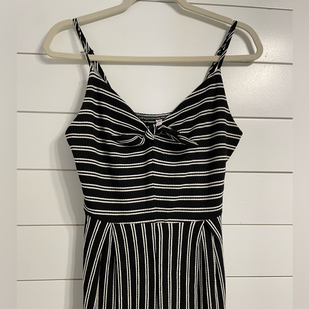 Black and white striped jumpsuit
